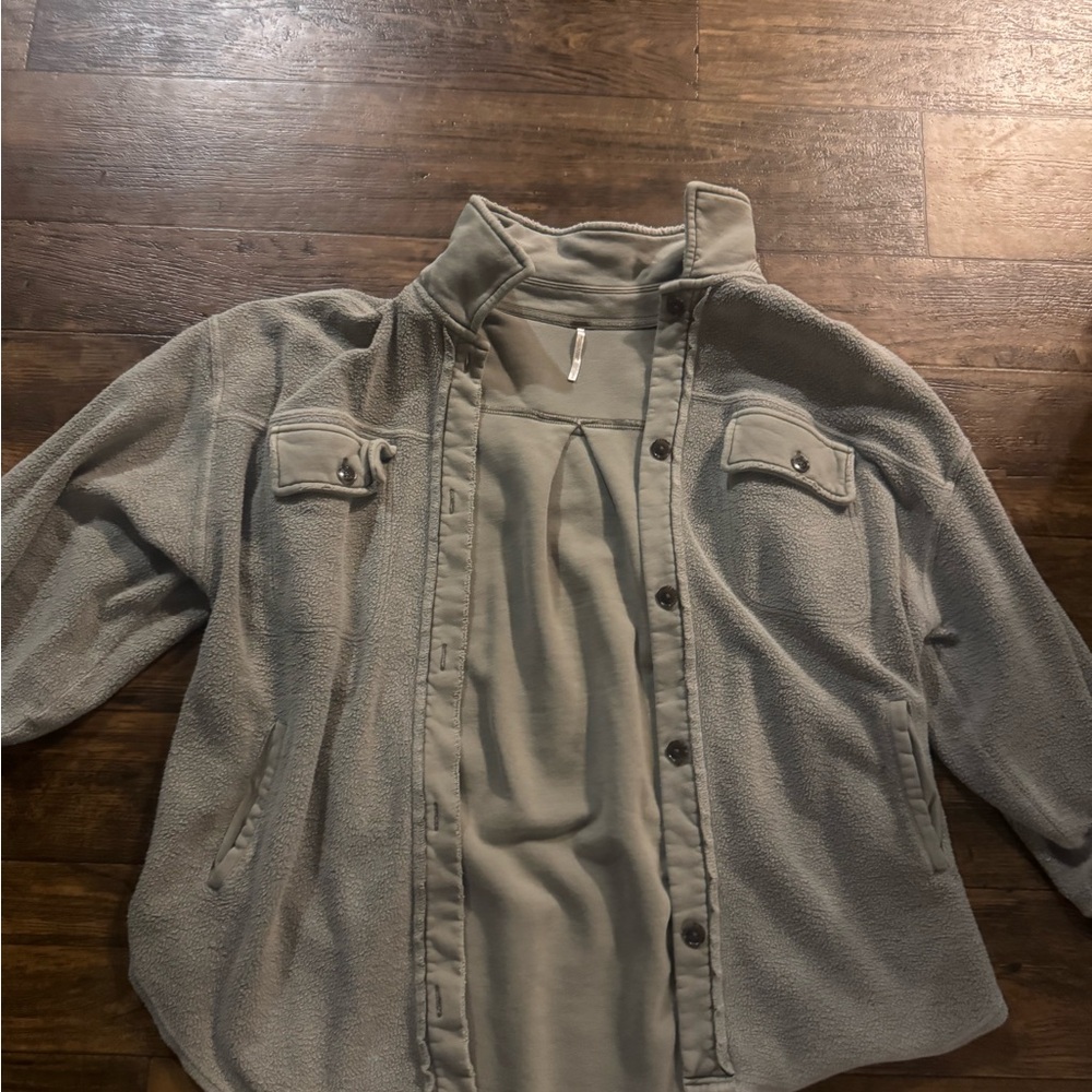 Free People Gray Button-Up Cardigan